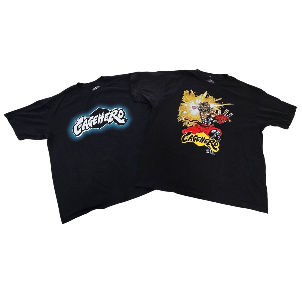Cagehero Graphic T-Shirts Lot of‎ 2 Black Anime Style Men's XL EUC Pre-Owned